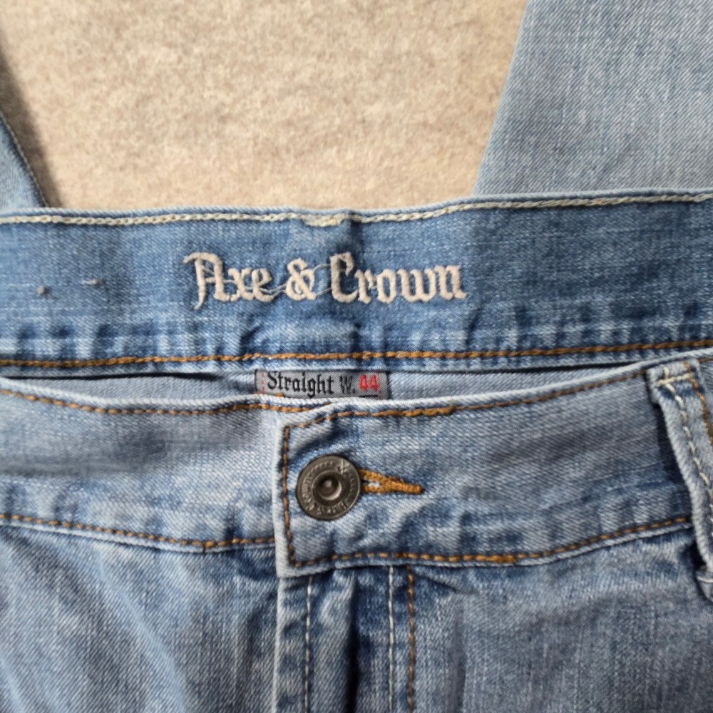 Axe & Crown Mens Straight Leg Jeans Light Wash Blue Denim W44 L32 Handcrafted